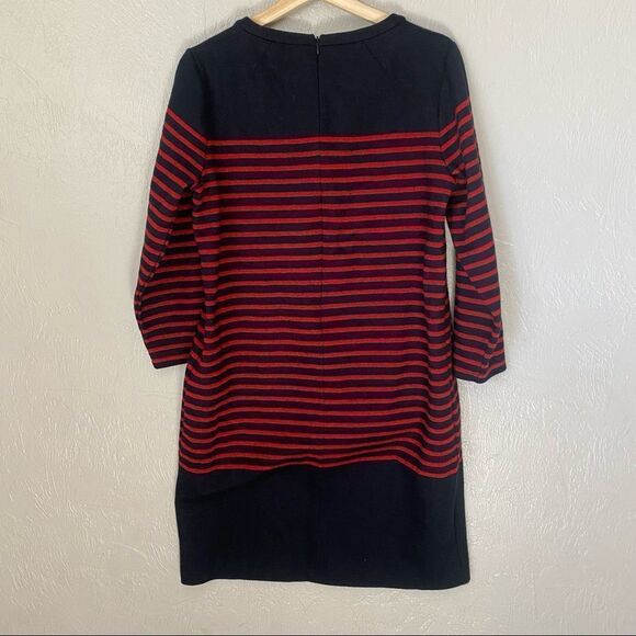 Madewell Mariner Stripe Midi Dress Nautical Sweater Navy Red wool - Picture 6 of 10